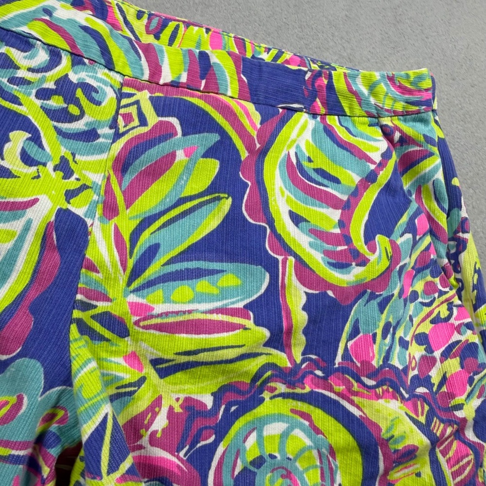 Lilly Pulitzer Buttercup Scalloped Hem Shorts Blue Pink Paisley Floral Size 4